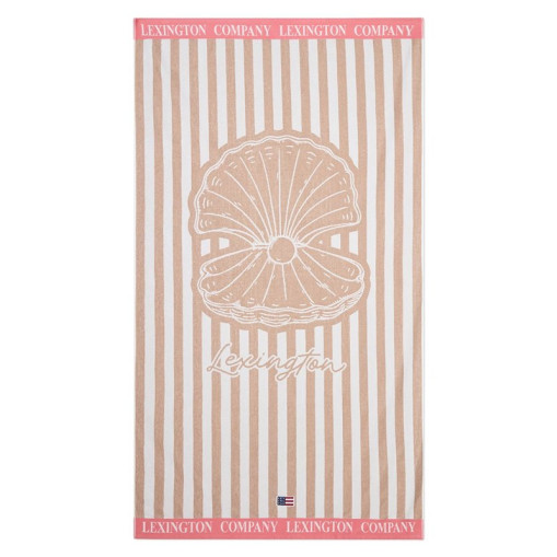 Strandhandduk i bomullsvelour 100x180 cm, beige