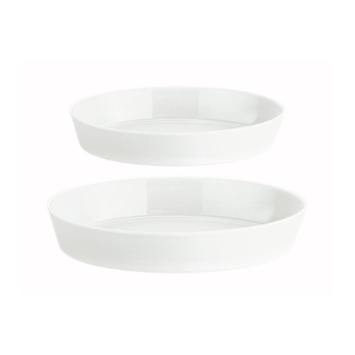 2-set Ugnsformar 31 x 23 cm + 26 x 19 cm, vit porslin
