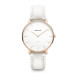 Klokke Classico 36 Leather Rosegold White Grey