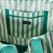Strandveske Organic Herringbone grønn/hvit stripet