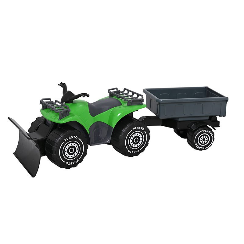Firehjuling med plog og tilhenger grønn 45 cm