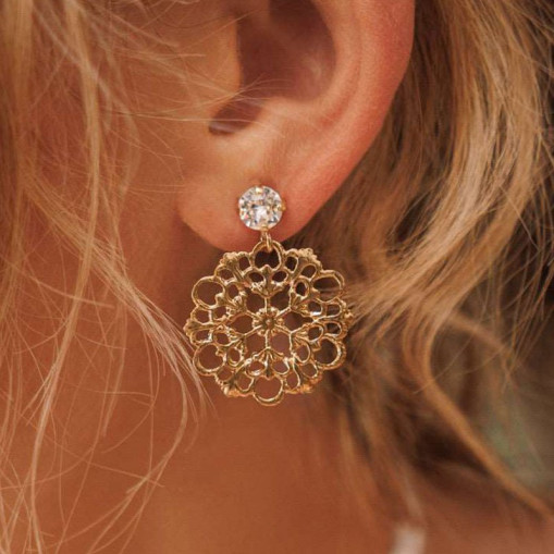 Andrea Øredobb Gold Crystal