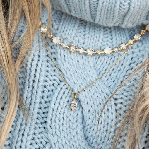 Petite Navette Halskjede Gold Crystal