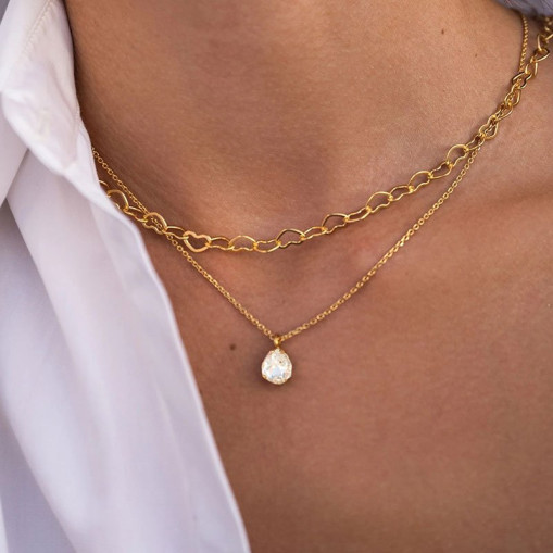 Mini Carlotta Halskjede Gold Crystal