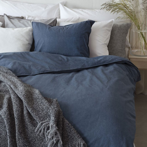 2-delt sengesett Washed Marineblå