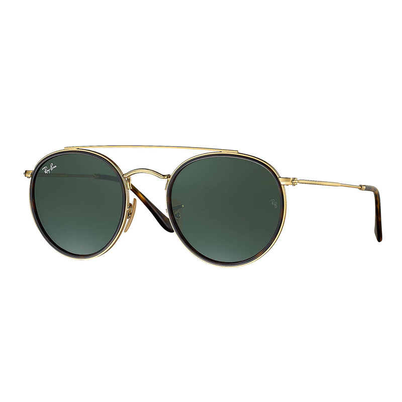 Solbriller, rund dobbeltbro, Guld/Grøn, Ray-Ban 25624 SAS EuroBonus Shop