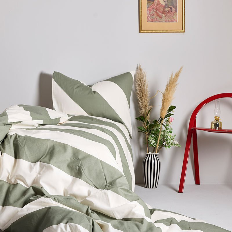 Sengetøj 4-delt Jolie Grøn stribe