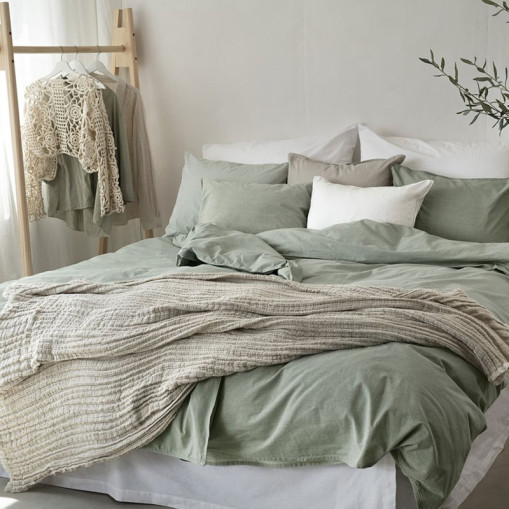 Bäddset 2-Dels Washed Grön