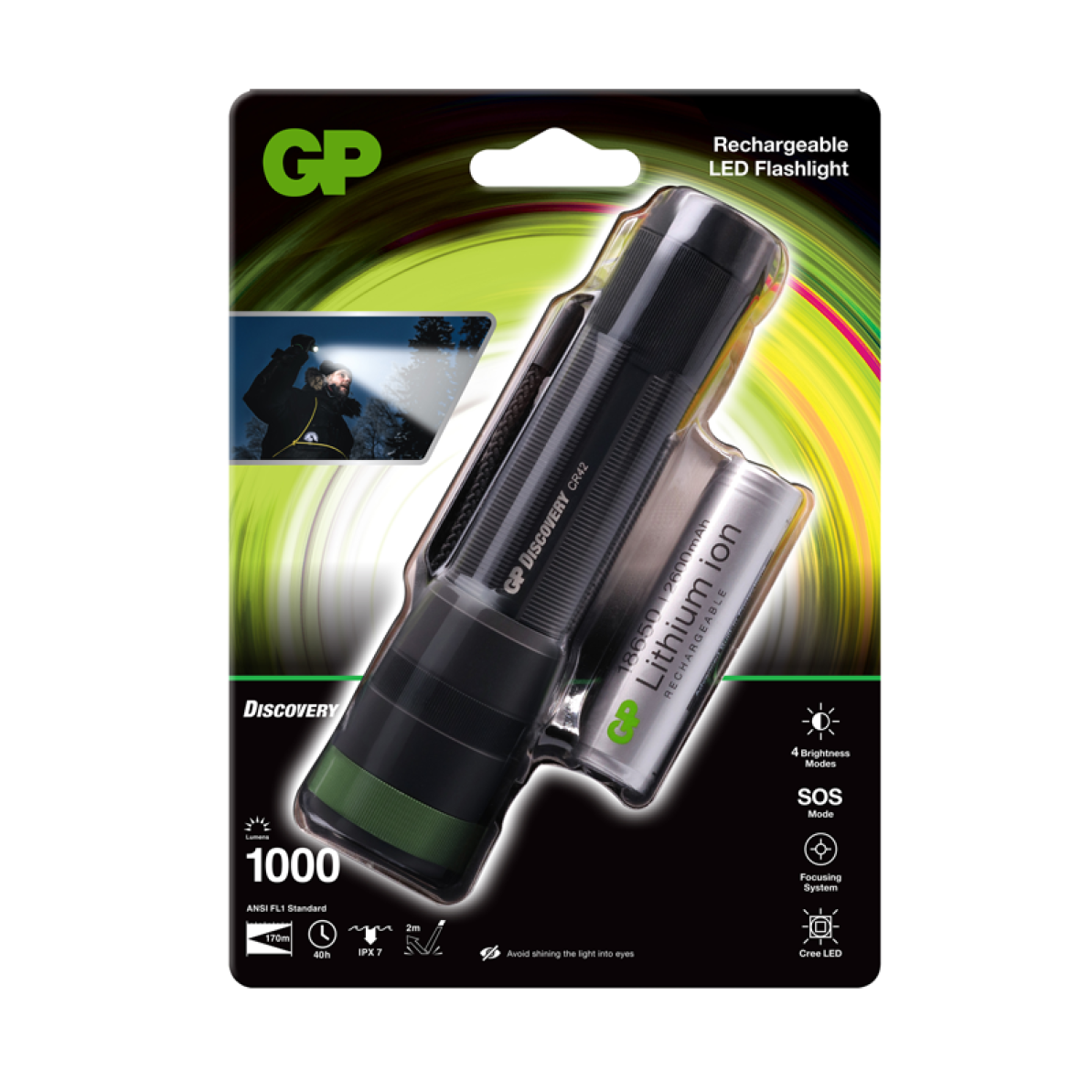 GP Discovery Flashlight CR42 1000 lumen, GP Batteries 35842 | SAS EuroBonus  Shop