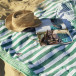 Cotton velour beach towel, 100x180 cm green/white