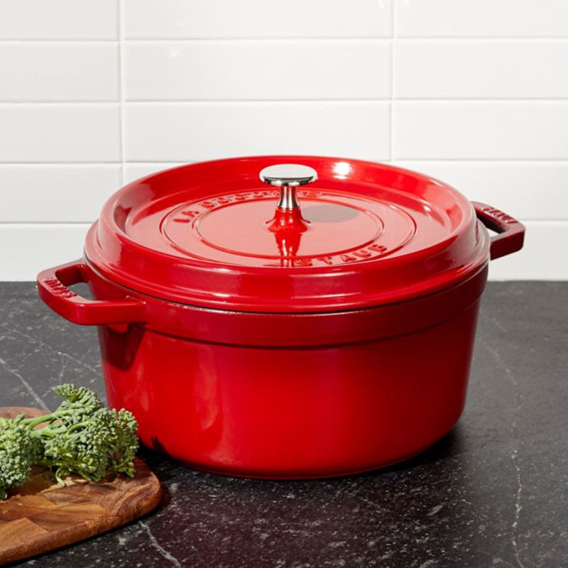 Round Cast Iron Cocotte 24 cm Red
