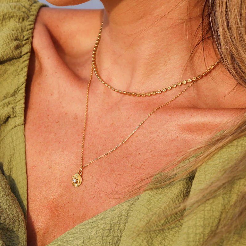 Mini Odessa Necklace Gold Crystal