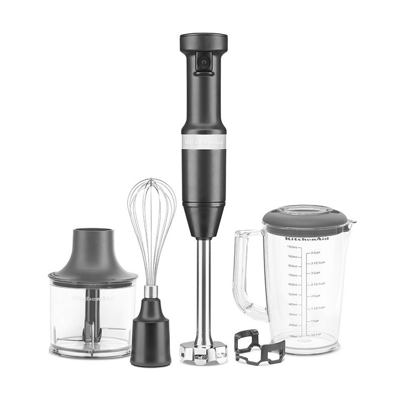 Hand blender with chopper, whisk & mixing bowl, black