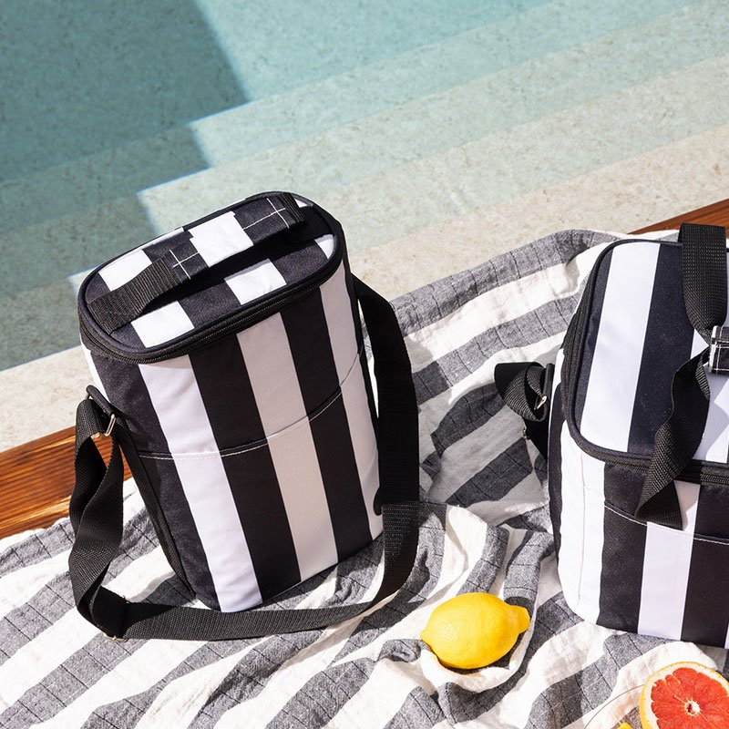 rPET City striped cooler bag tall 9 liters black/white