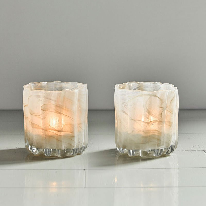 Curl candle holder beige