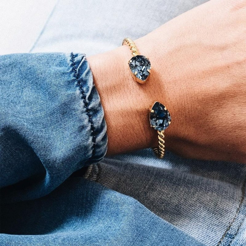 Bracelet Mini drop Gold Denim Blue