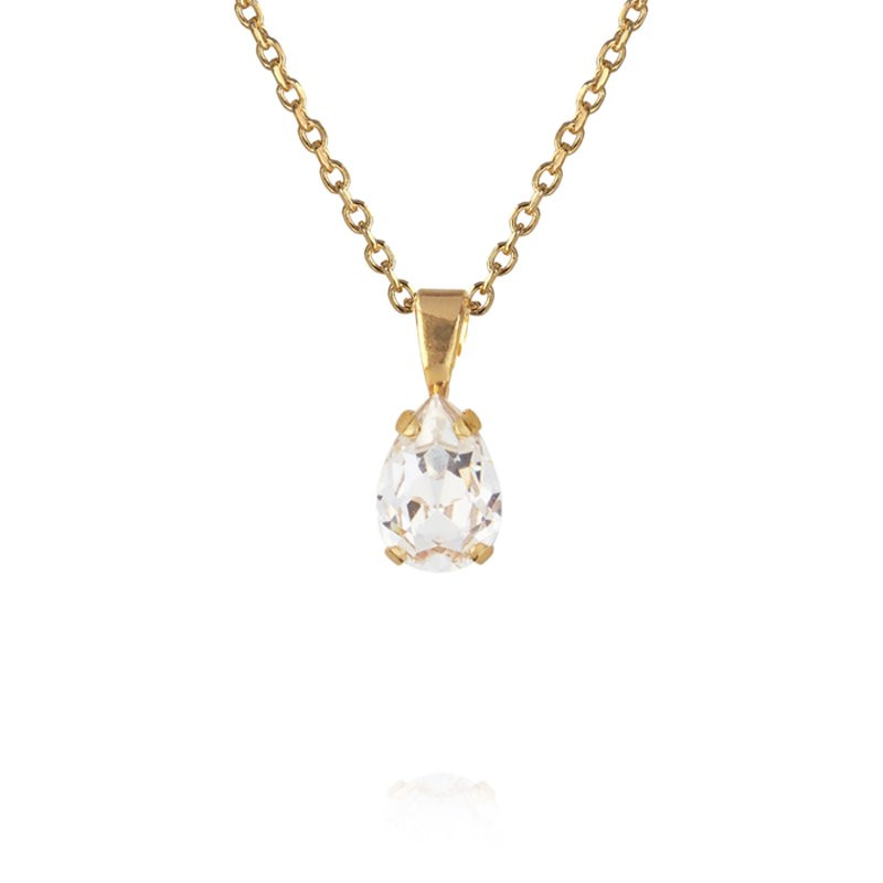 Necklace Petite Drop Gold Crystal