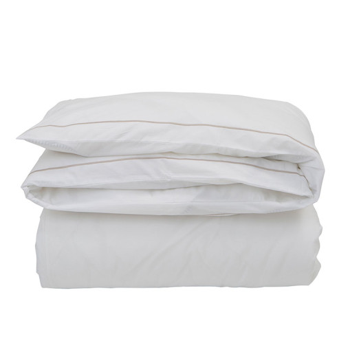 Bed Set Hotel Percale White/Lt Beige 2 pieces