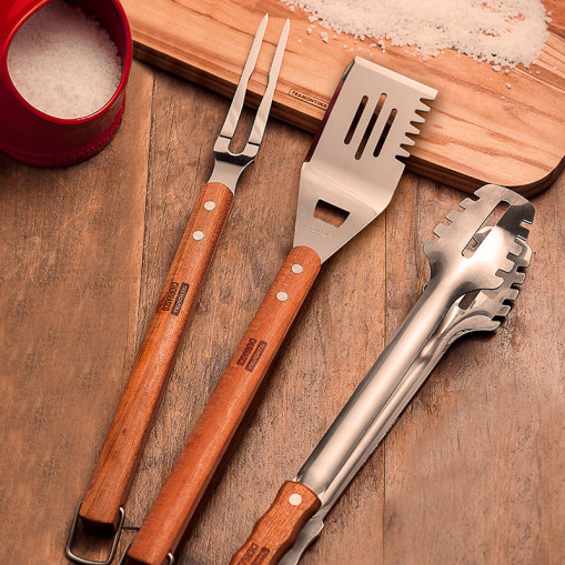 Churrasco BBQ Utensils 3 pieces Brown