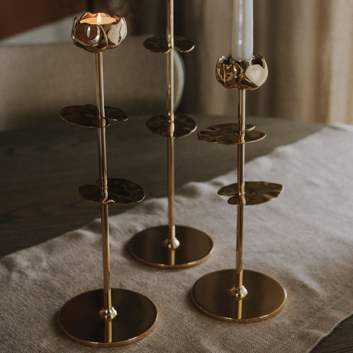 Candle Holder Ninfea Alta 30 cm Brass