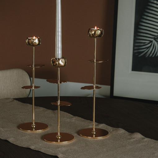 Candle Holder Ninfea Alta 35 cm Brass