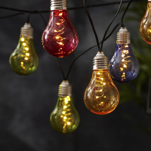 Solar String Lights Glow Multi 10 Bulbs