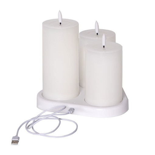 LED Flamme Charge 3-pack Pillar Candles