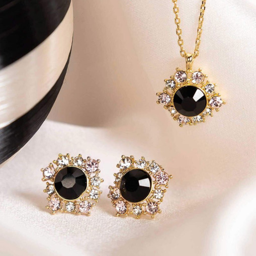 Set Emily Jet Necklace & Earrings Black Crystal