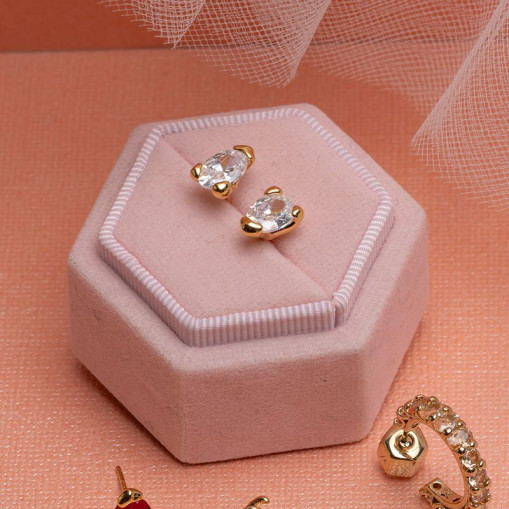 Embla Stud Earrings Crystal Gold