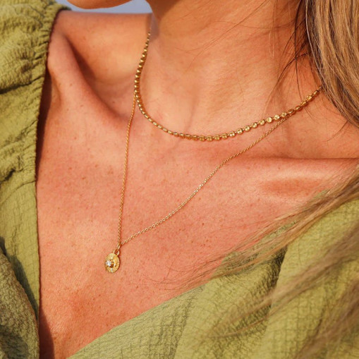 Mini Odessa Necklace Gold Crystal