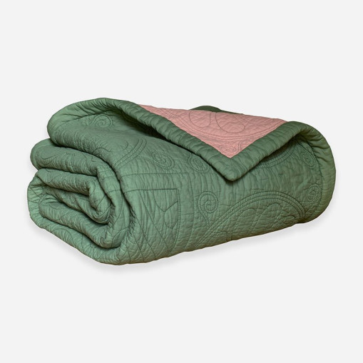 Durham Dew Bedspread Green/Pink 260x260 cm