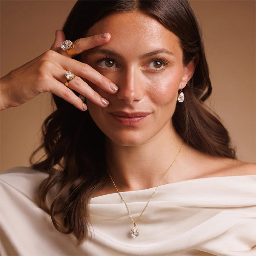 Earrings Mini Drop Clasp Gold Crystal