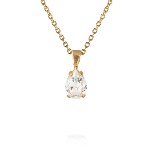 Necklace Petite Drop Gold Crystal